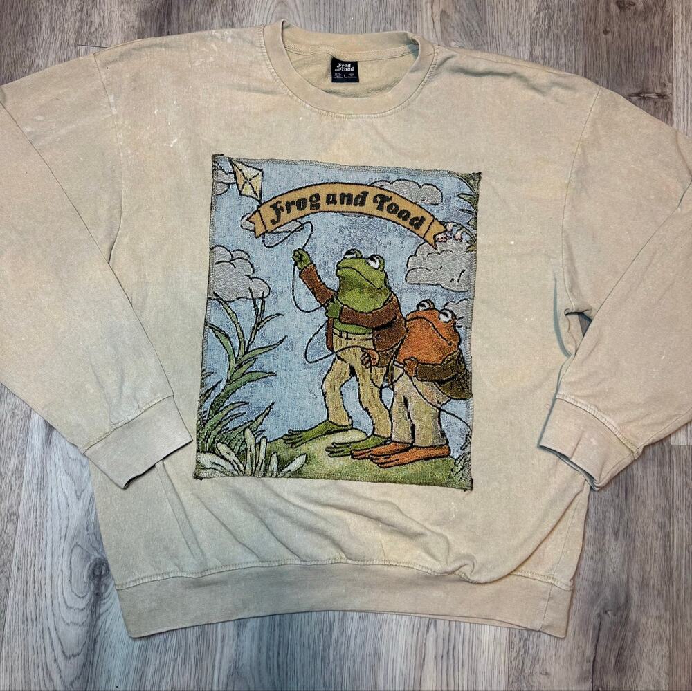 Frog and Toad Mens Crewneck Sweatshirt L Brown Cotton Blend Made in Pakistan